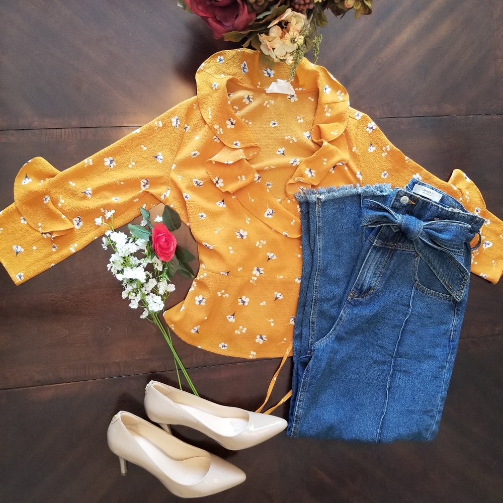 Burnt Sienna wrap shirt